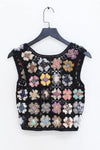 SWAYING/KNIT crochet patchwork vest SW24RE1T03 black